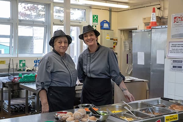 Photograph of catering staff at Bayford School
