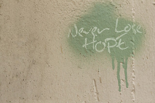 Graphic art representing the message 'never lose hope'