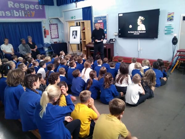 Photograph of our special assembly to remember our late Queen