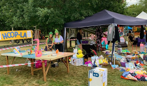 A year 6 pupil and her family and friends at Brickendon fete 2022