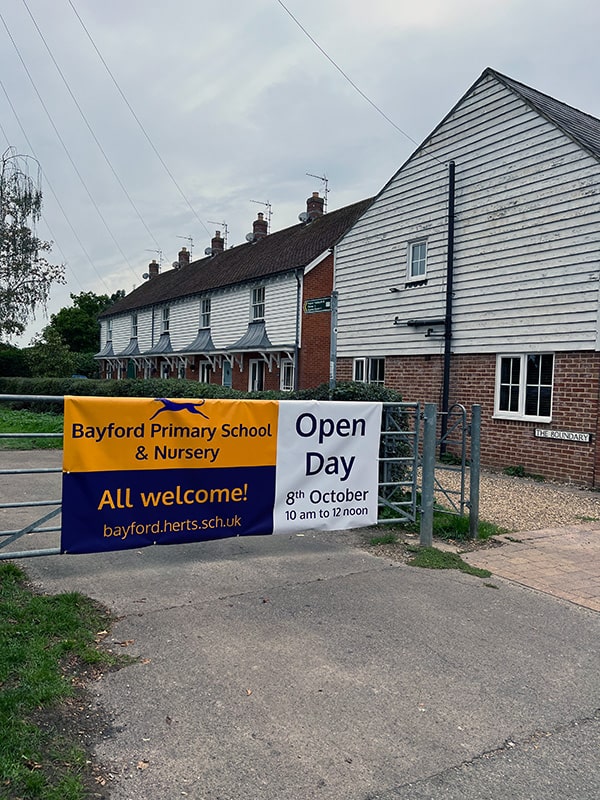 Photograph of our Open Day banner in Little Berkhamsted