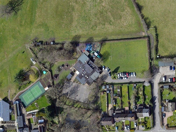 High level aerial photograph of the school environment