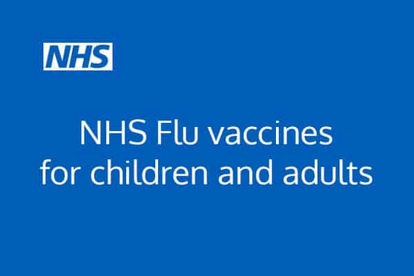 NHS flu vaccine text and logo