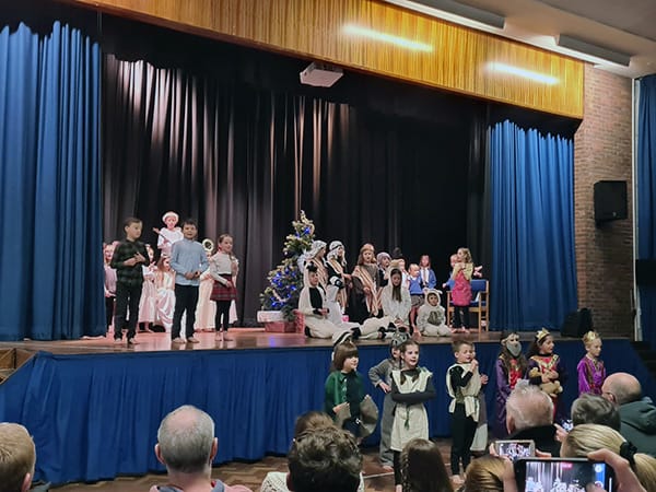 Photograph of Class 1 and Class 2 Christmas Play 2022