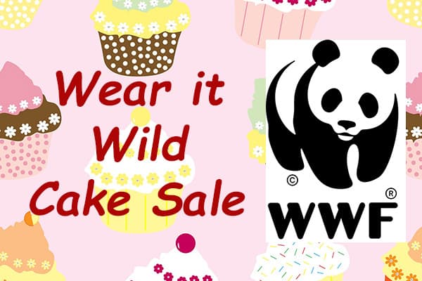 Graphic art illustrating a cake sale for WWF